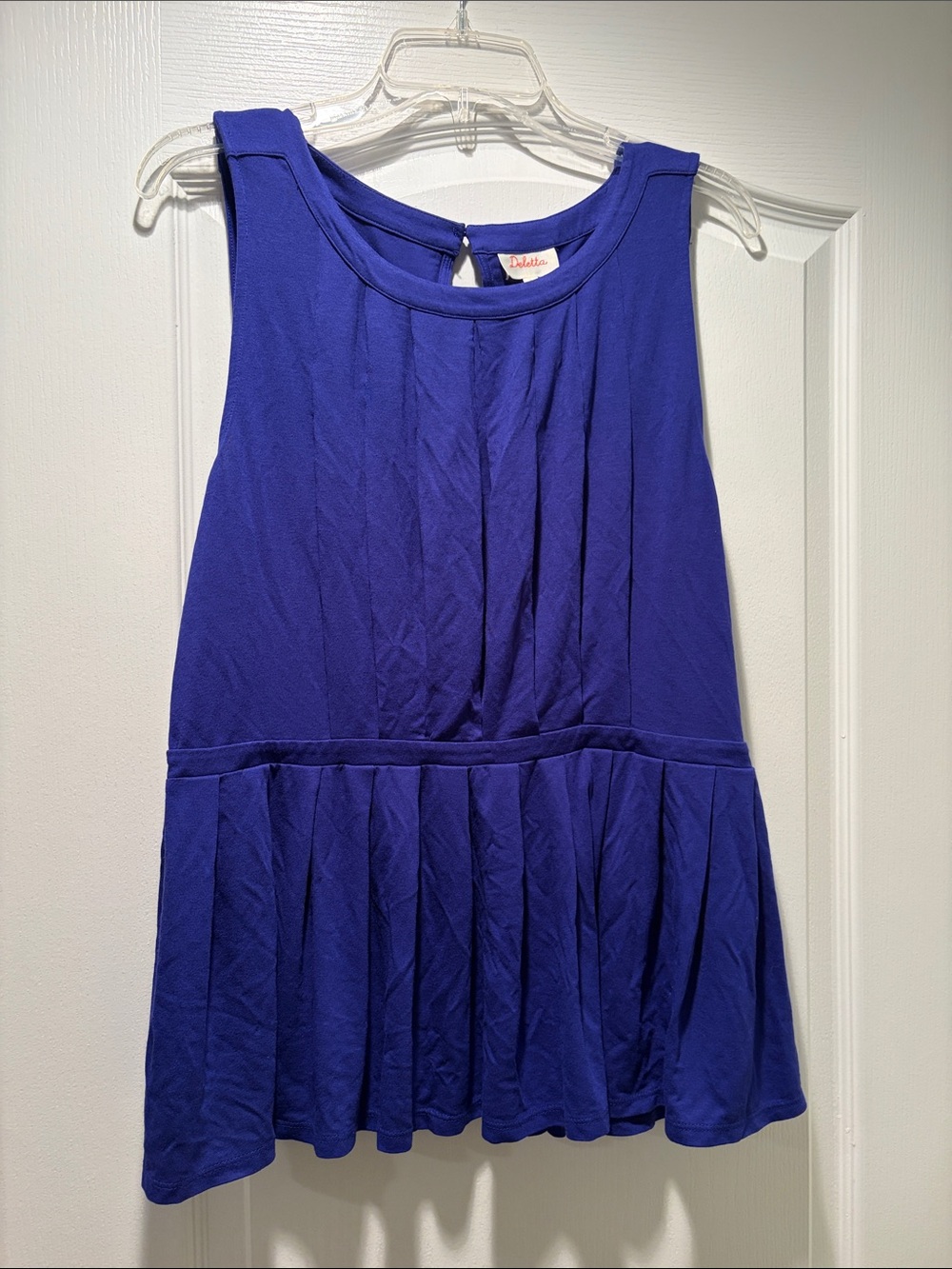 Deletta L NWT Royal Blue Sleeveless Peplum Top